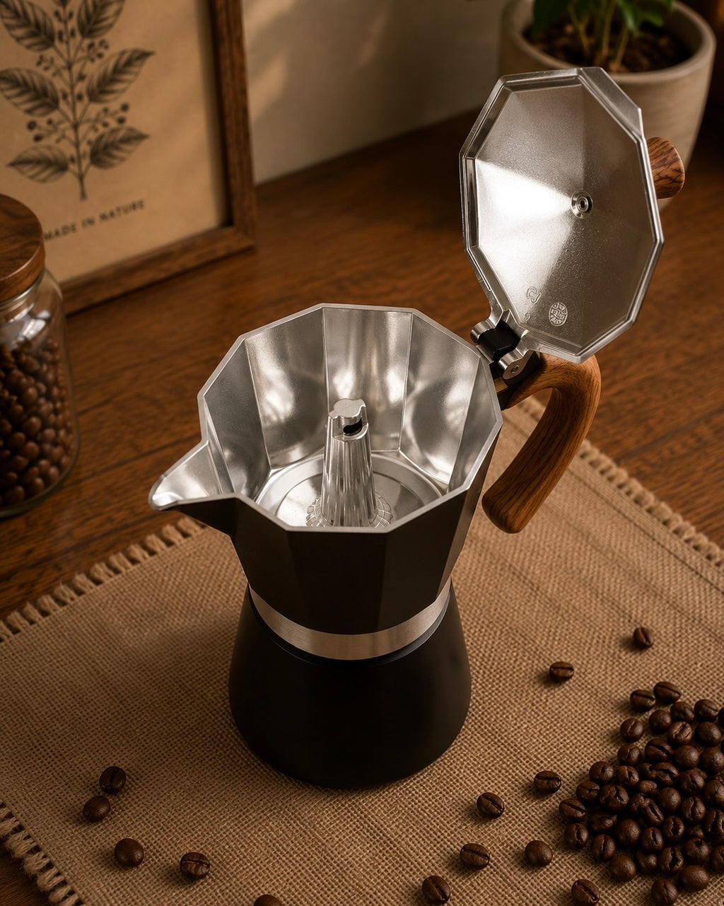 Alüminyum Moka Pot | Ahşap Saplı